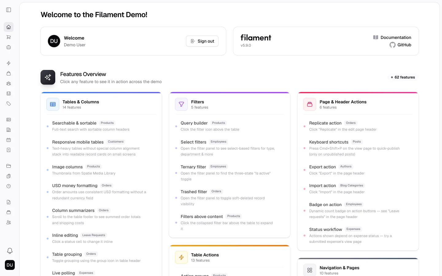 Dashboard with the sidebar collapsed to an icon rail