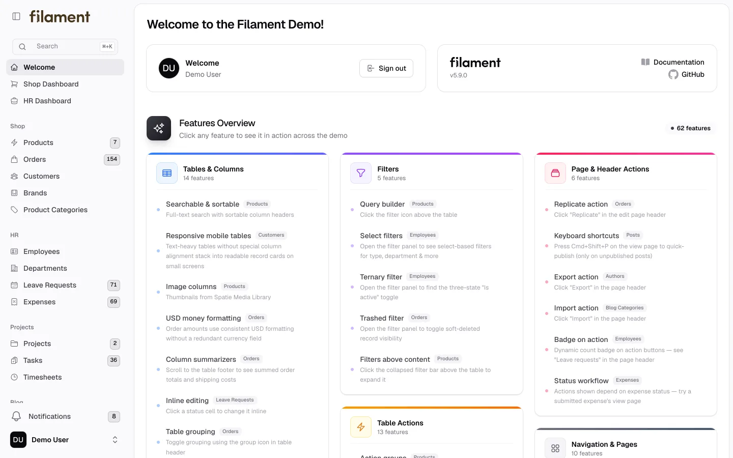 Dashboard, inset sidebar, light, neutral accent